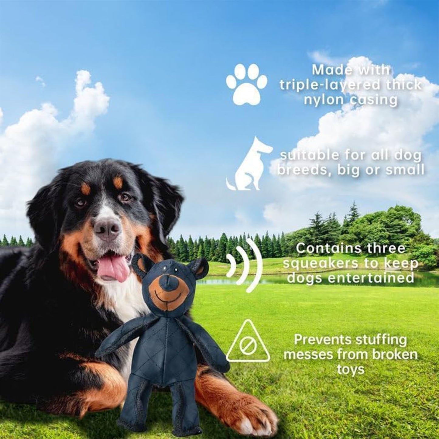 2pcs Indestructible Dog Toy 2025 – unbreakable bear plush, chew-proof & squeaky. For aggressive chewers & anxiety relief