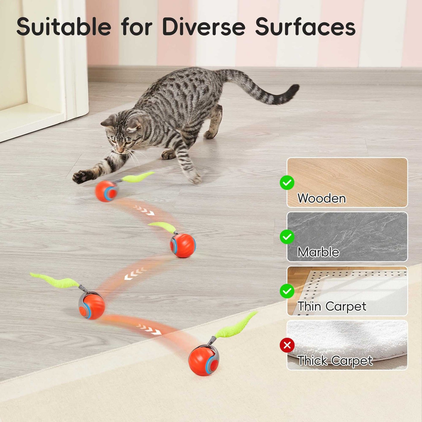 2Packs Speedy 2.0 Tail Cat Toys for Bored Indoor Adult Cats, 2025 New Generation Interactive Cat Toys for Indoor Cats, Blue and Orange