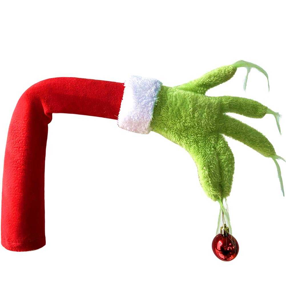 Newooh Furry Green Grinch Arm Ornament Holder for Christmas Tree, Home Party Decorations Xmas Ornament Pendant Tree Topper