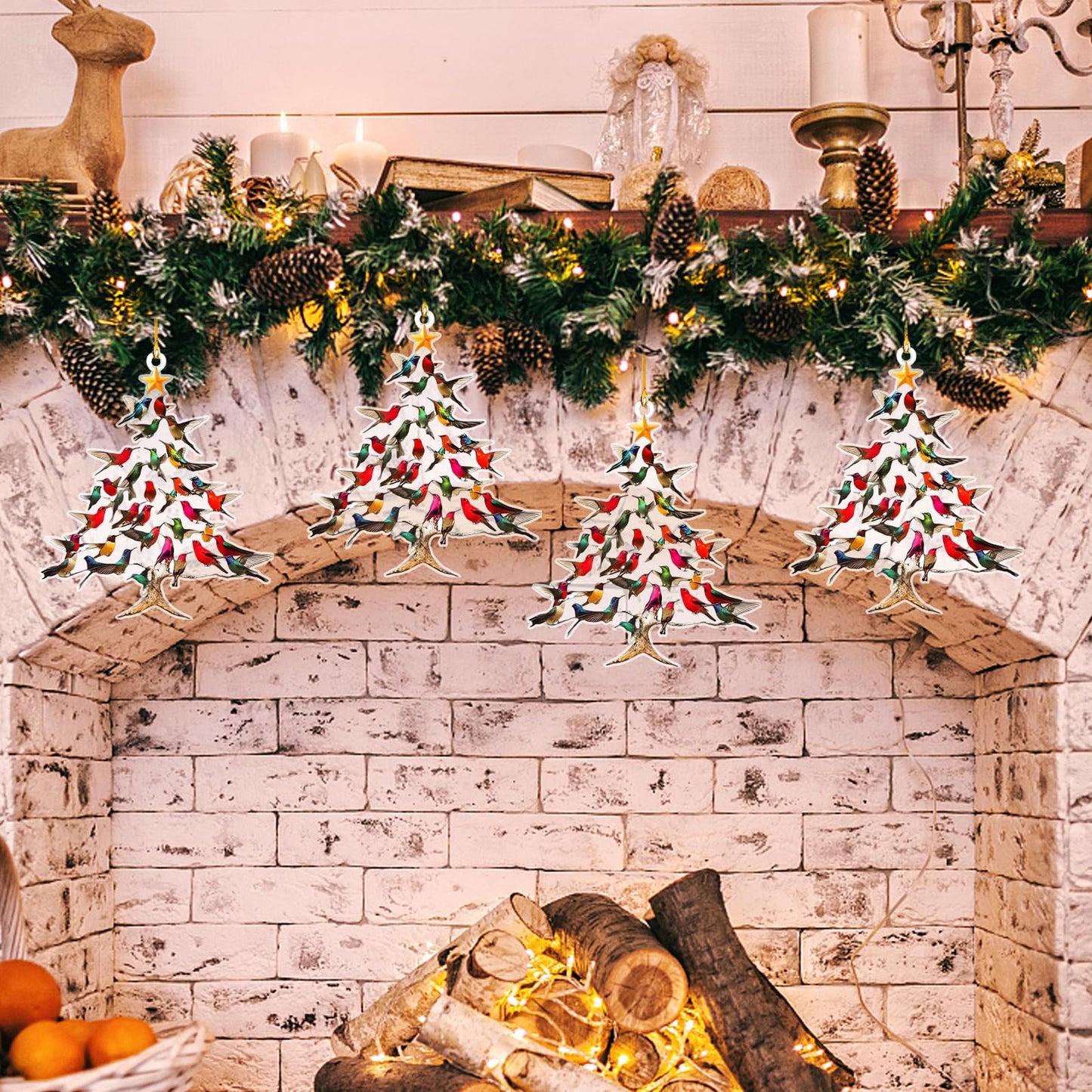 2025 New Stacked Hummingbird Ornament for Christmas, Upgrade Winter Colorful Stack Hummingbirds Home Decor Ornaments