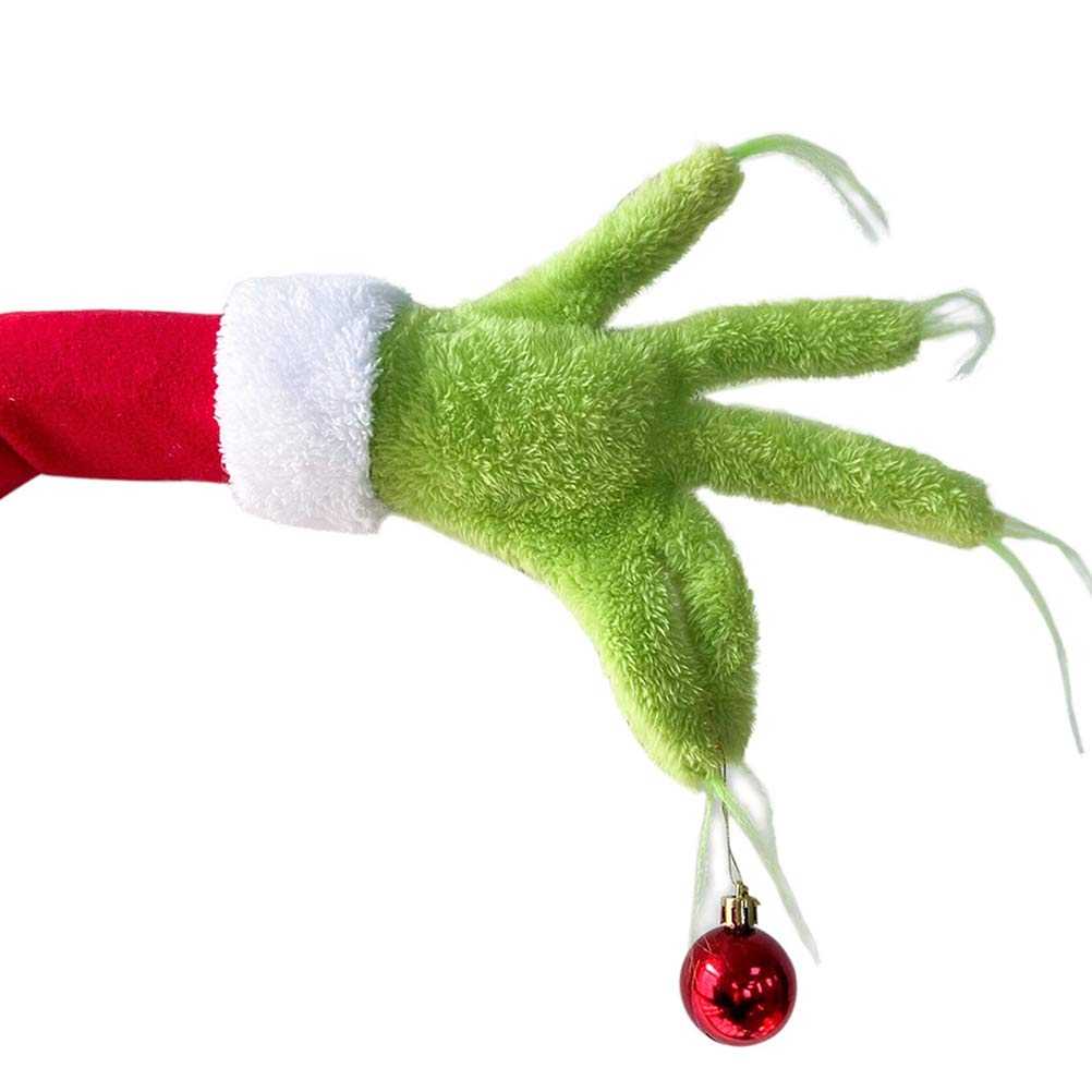 Newooh Furry Green Grinch Arm Ornament Holder for Christmas Tree, Home Party Decorations Xmas Ornament Pendant Tree Topper