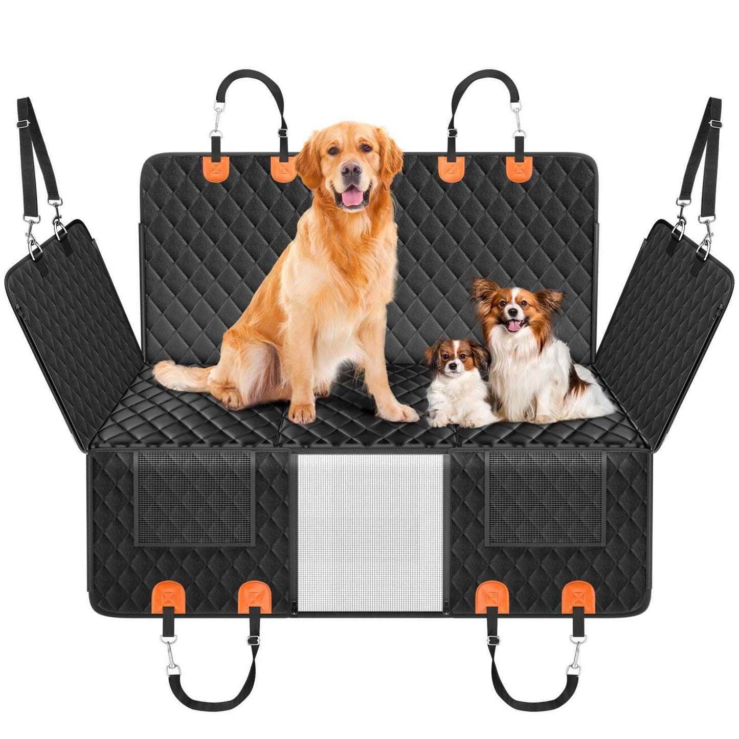 Dog Car Seat Cover, 3 Hard Panels, 400lbs, Waterproof, Backseat Extender, Large Dogs, 600D Heavy Nonslip
