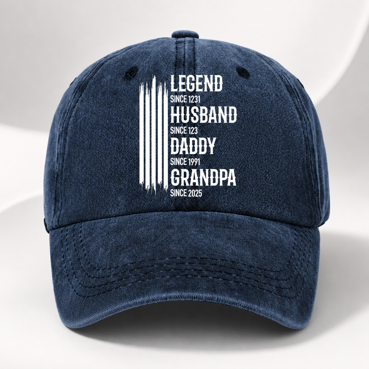 Die Original-Legende – Personalisierte Legenden-Papa-Mütze, individuelles, verwaschenes Vintage-Denim-Cap-Geschenk