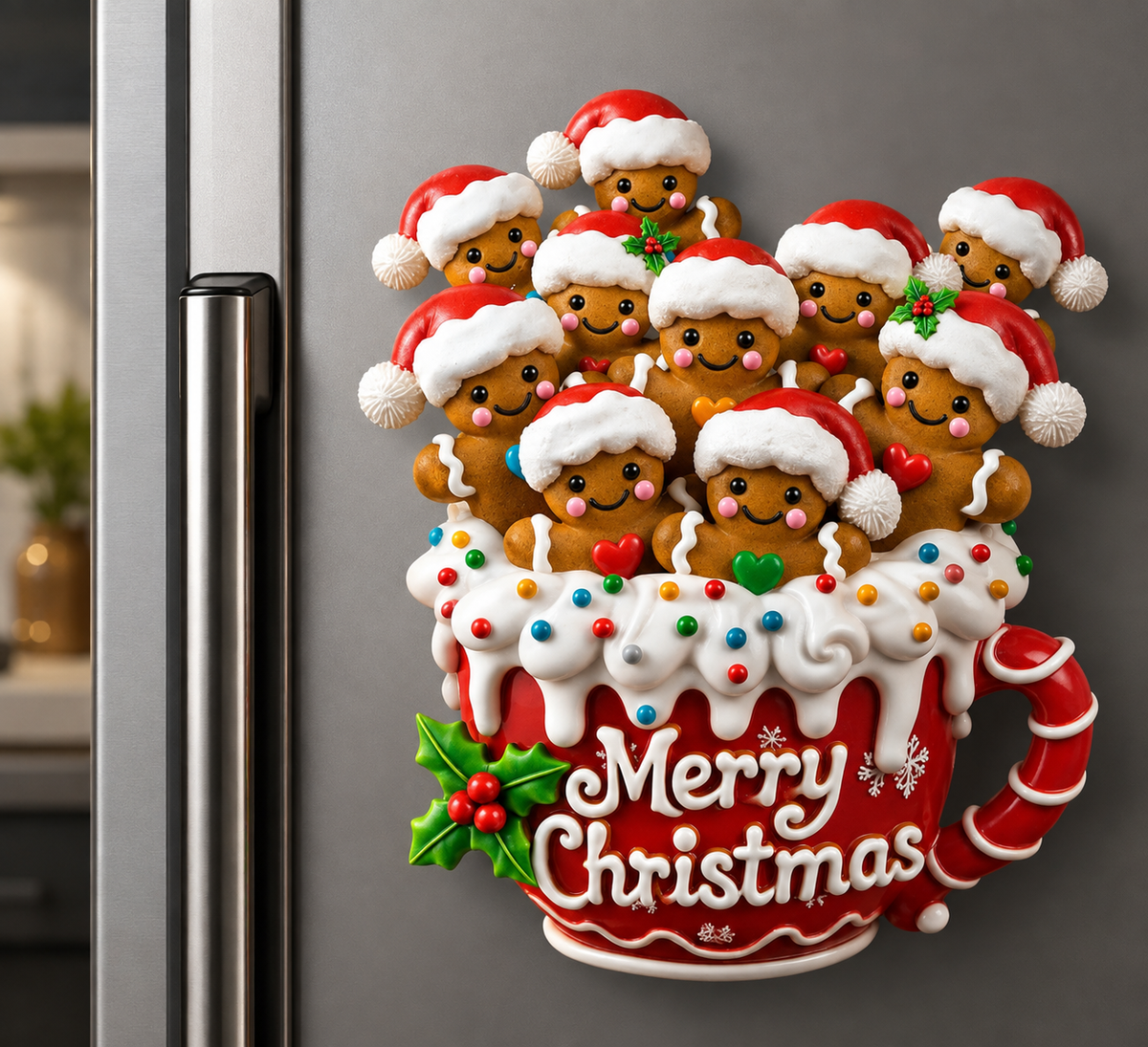 Personalized Gingerbread 3D Effect Family Christmas Decal, Custom Family Names Holiday Window Sticker, Christmas Gift for Mom Grandma