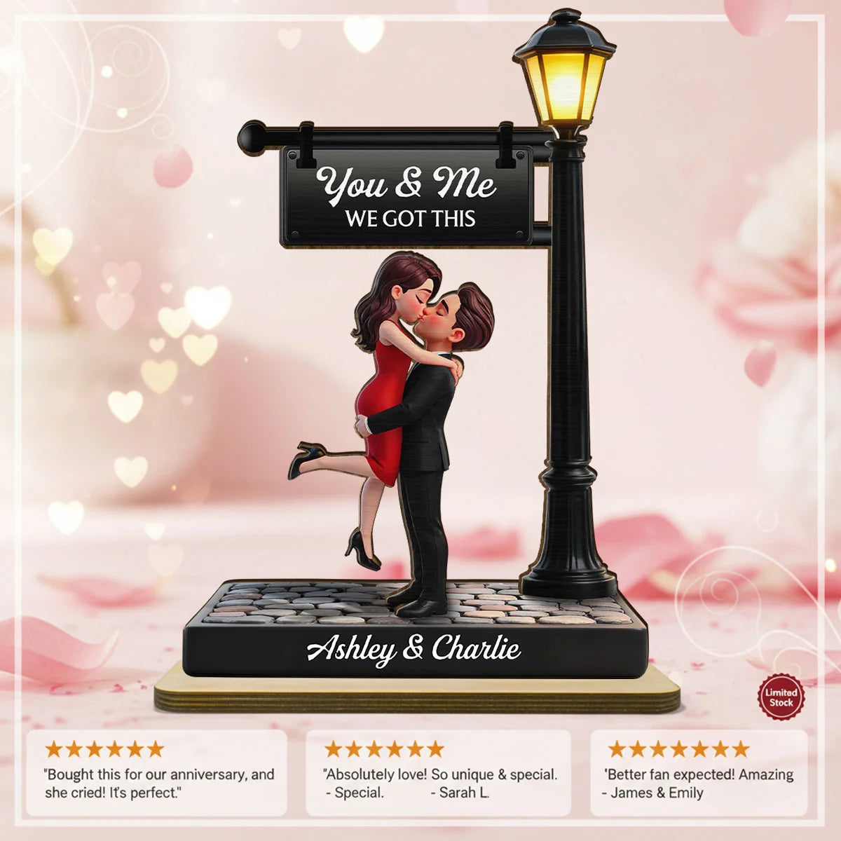 Personalized Couple Wooden Plaque with Custom Date, Timeless Love Under The Light 2-Layer Anniversary Keepsake, Wedding Gift for Husband Wife