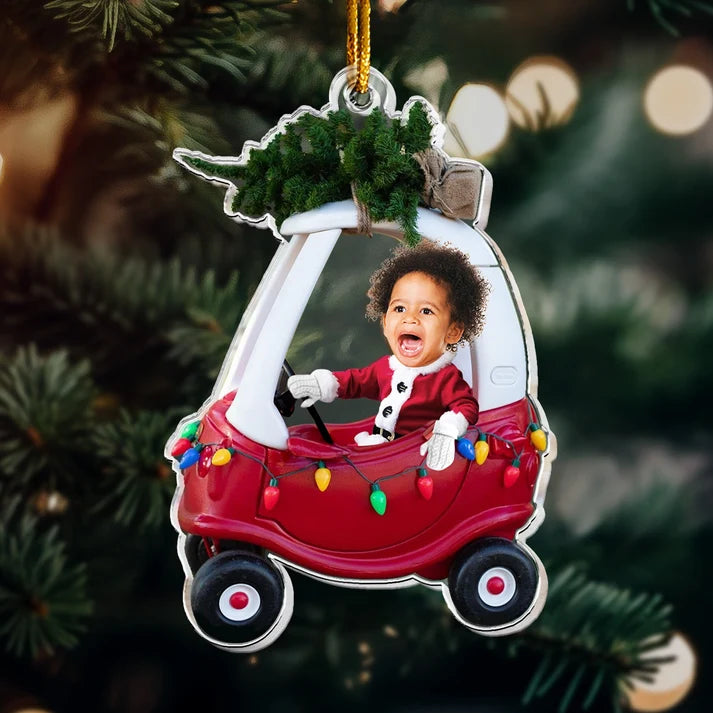 Personalized Baby Photo Christmas Ornament, Custom Newborn Kid Acrylic Picture Keepsake, Gift for New Parents Grandparents Baby First Christmas
