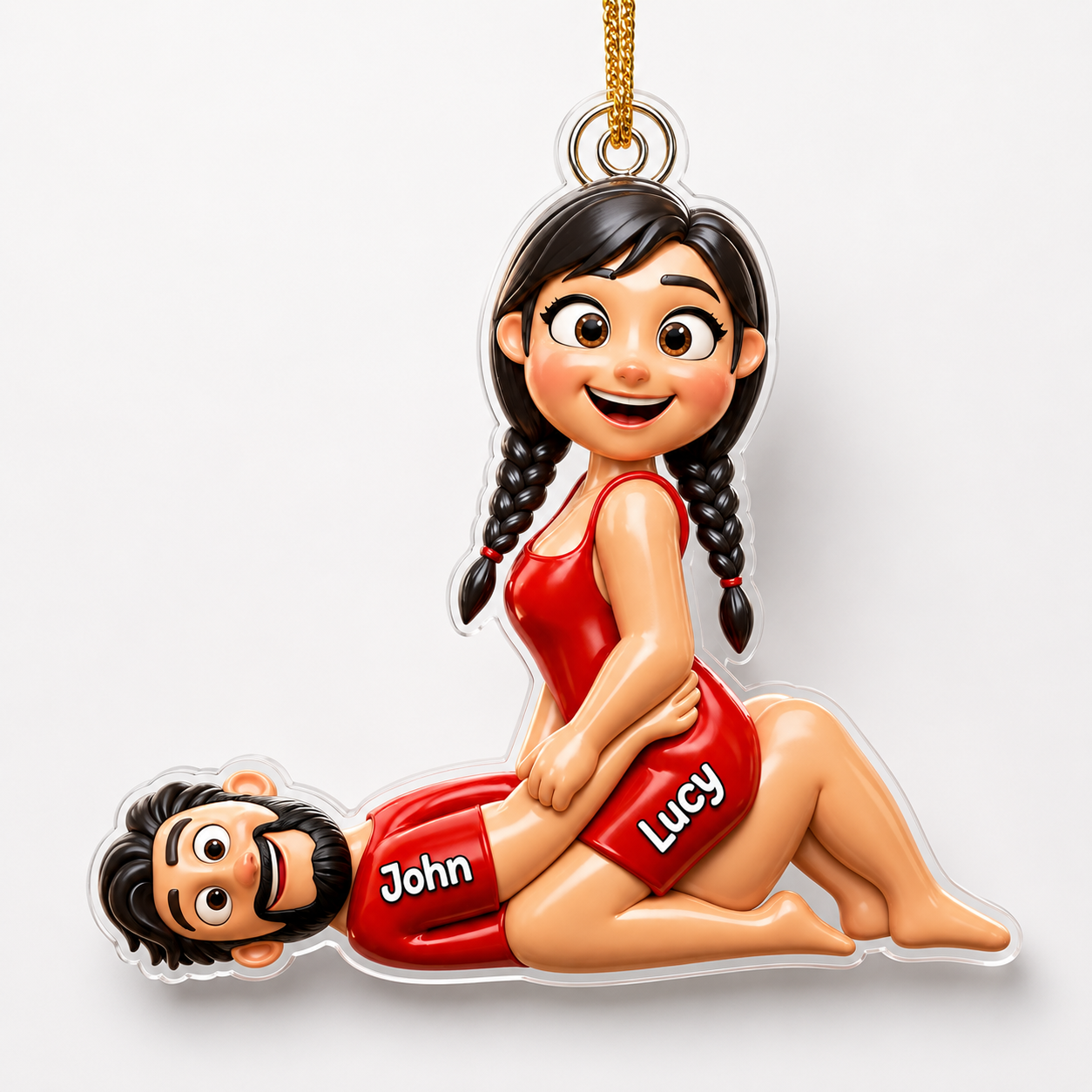 Personalized Naughty Couple 3D Acrylic Ornament, Custom Cartoon Couple Christmas Ornament, Funny Romantic Gift for Couples, Anniversary & Christmas Keepsake