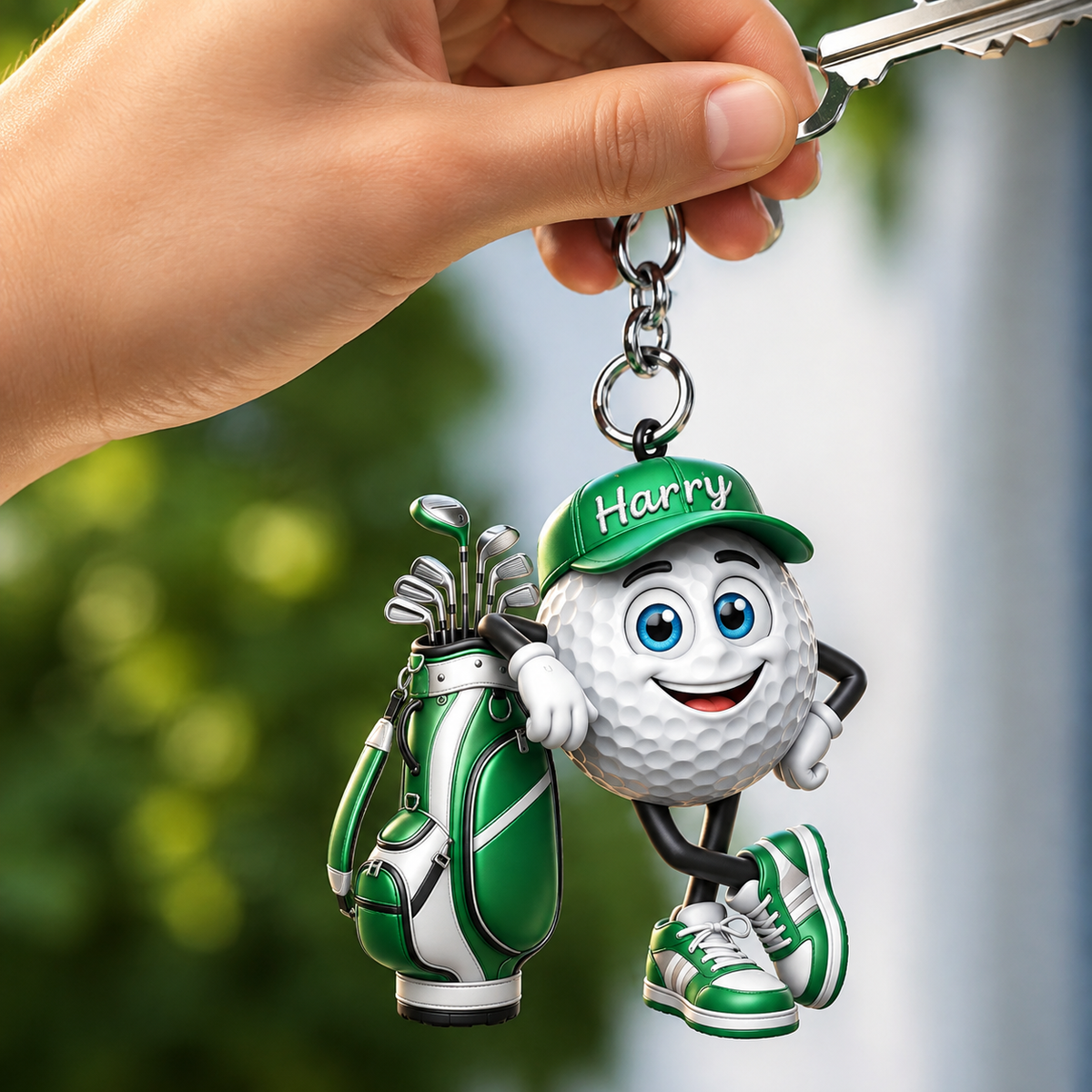 Golf Player Personalized 3D Effect Keychain, Custom Golf Ball Acrylic Keychain with Name, Funny Golfer Gift for Men, Golf Lover Gift, Father's Day Gift