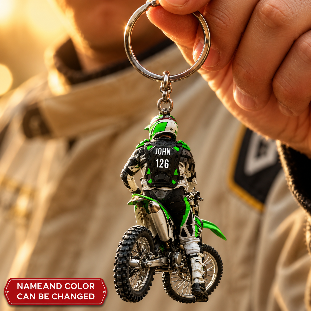Llavero Acrílico Personalizado para Moto de Cross con Efecto 3D