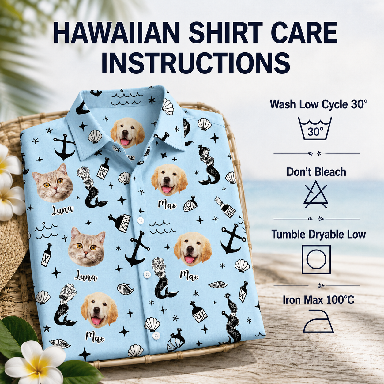 Strandgesichtsfoto Hawaiianisches Hemd – Personalisierte Sommergeschenke