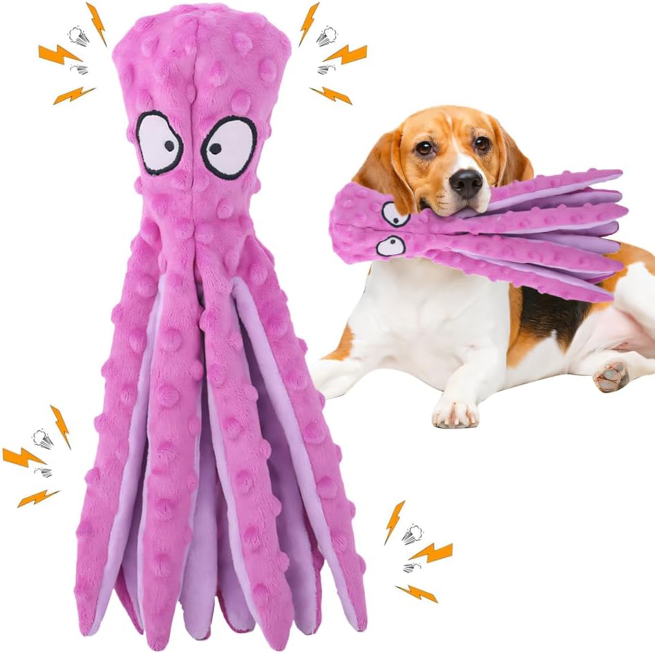 2025 New 3pcs Unbreak-Octopus for Heavy Chewers - Soft Chew Toys for Teething Pets, Interactive No-Stuffing Plush Octopus Pet Gifts