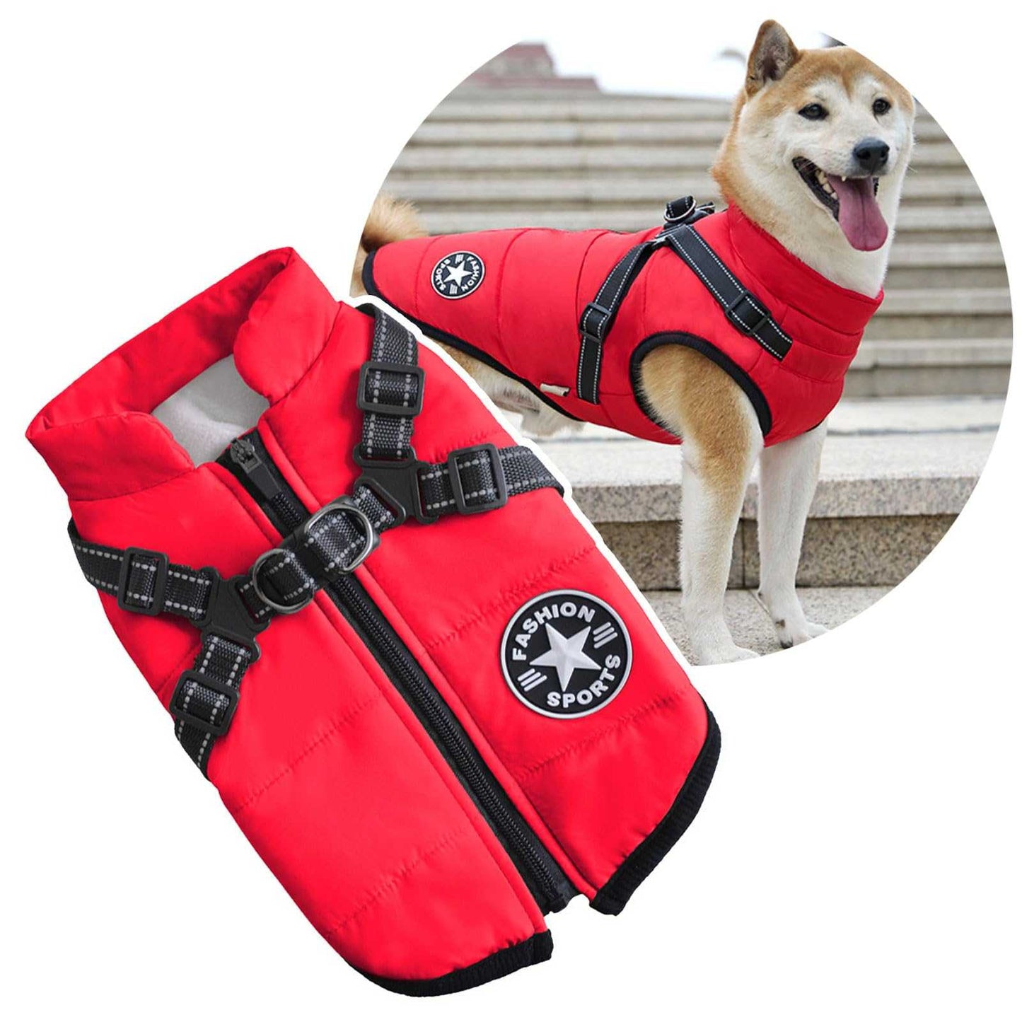 2 in 1 Dog Clothes for Large Dogs, Winter Warm Dog Coat Jacket Vest, Pet Coat Harness for Large Dog