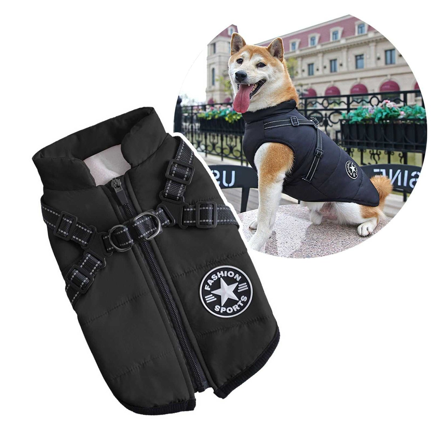 2 in 1 Dog Clothes for Large Dogs, Winter Warm Dog Coat Jacket Vest, Pet Coat Harness for Large Dog