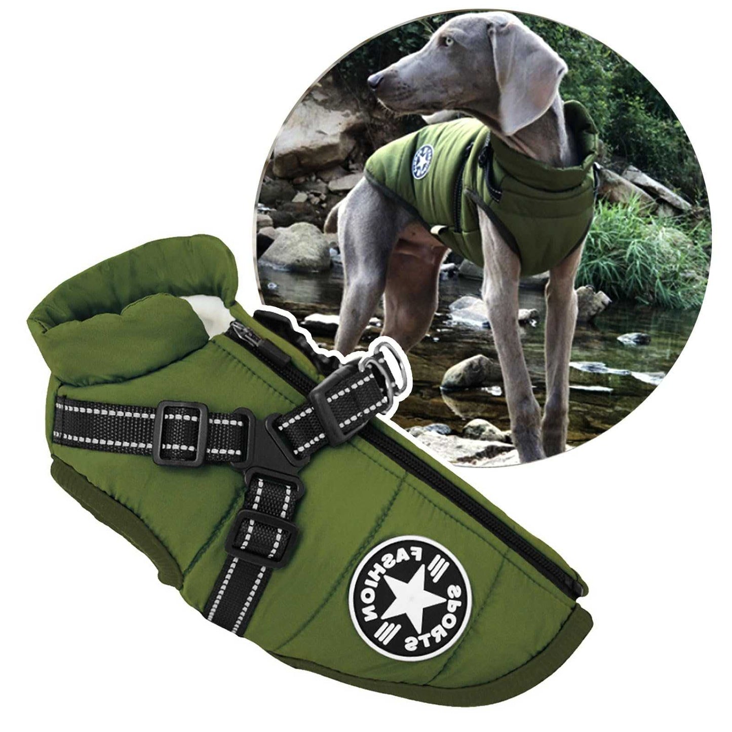 2 in 1 Dog Clothes for Large Dogs, Winter Warm Dog Coat Jacket Vest, Pet Coat Harness for Large Dog