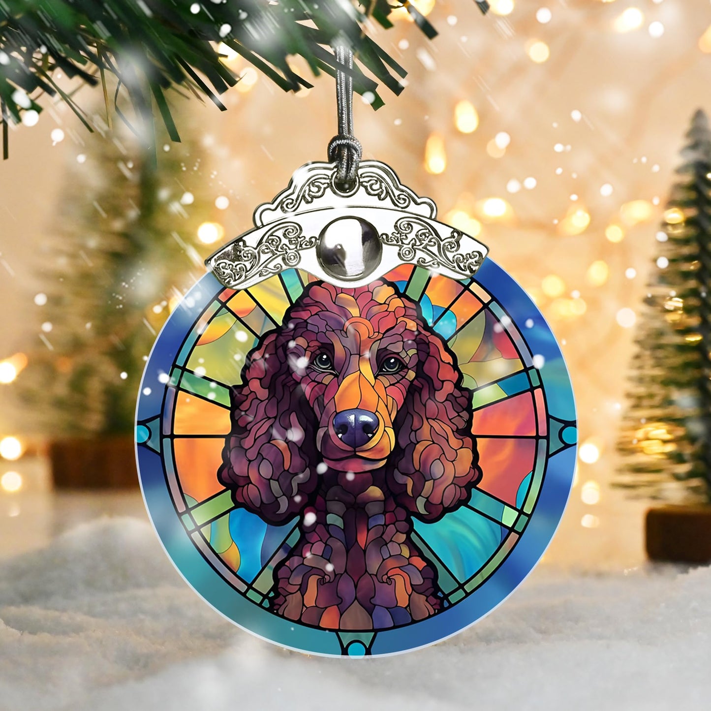 Christmas Ornament, Poodle Christmas Decor, Poodle Ornaments for Christmas Tree, Stained Glass Ornament, Poodle Gifts