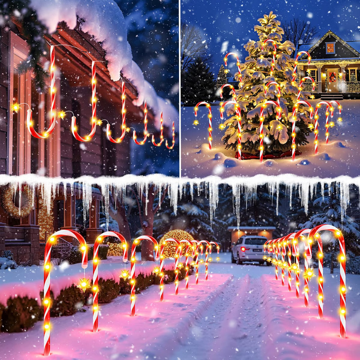 Xmas Outdoor Solar Candy Cane Stake Lights, Christmas Decorations Outdoor Solar