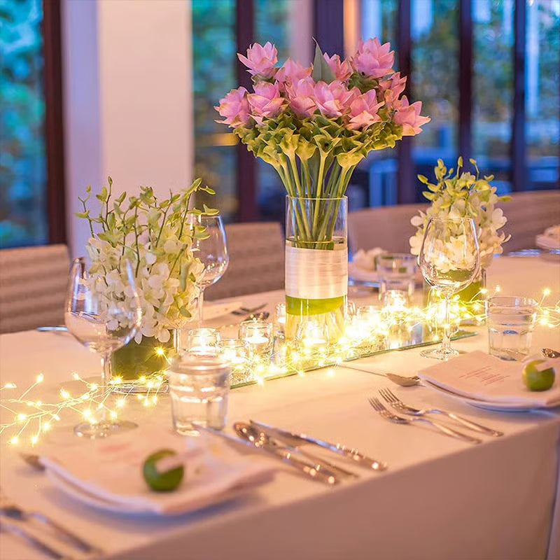 LED Copper Wire Firecracker Light String for Christmas Tree, LED Beaded Fairy Cluster Twinkle Lights, for Holiday Decoration