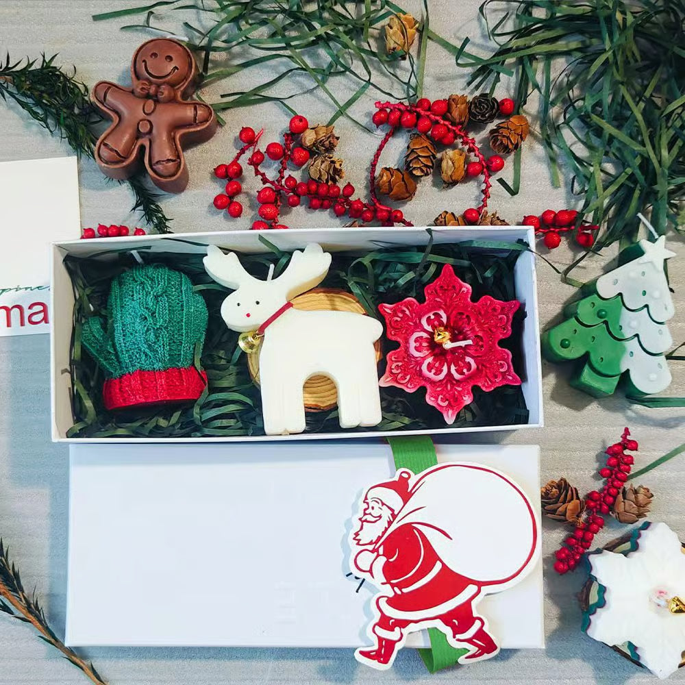 Cute Festive Scented Candles, Handmade Christmas Gift Set - Aromatherapy & Perfect Holiday Decor