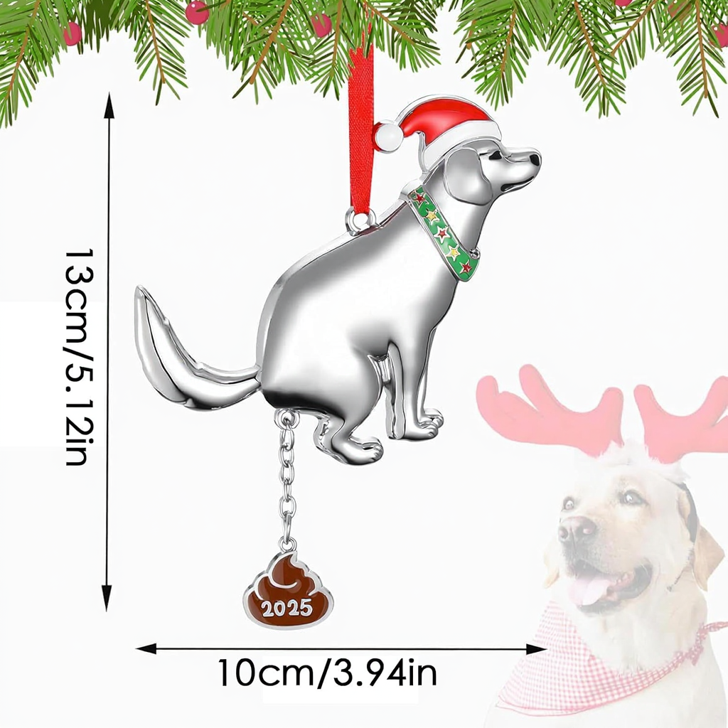 Funny Pooping Dog Ornament - Naughty Metal Dog Poop for Christmas Tree Home Car Decoration 2025