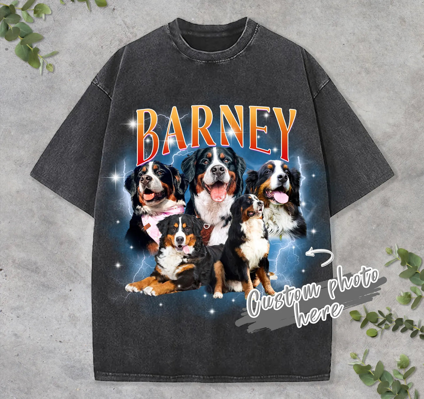 2026 Custom Photo Pet Portrait T-Shirt: Retro 90s Graphic Tee