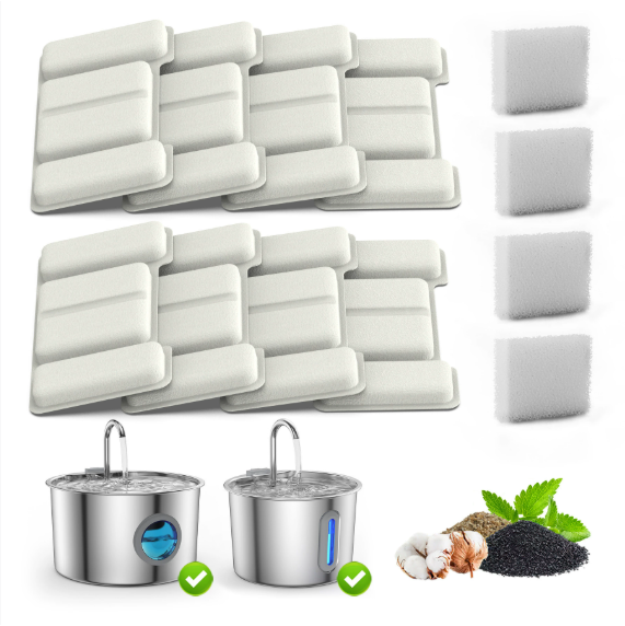 Cat Water Fountain with 3 Replacement Filters,304 Stainless Steel, 74oz Automatic Water Fountain for Cats