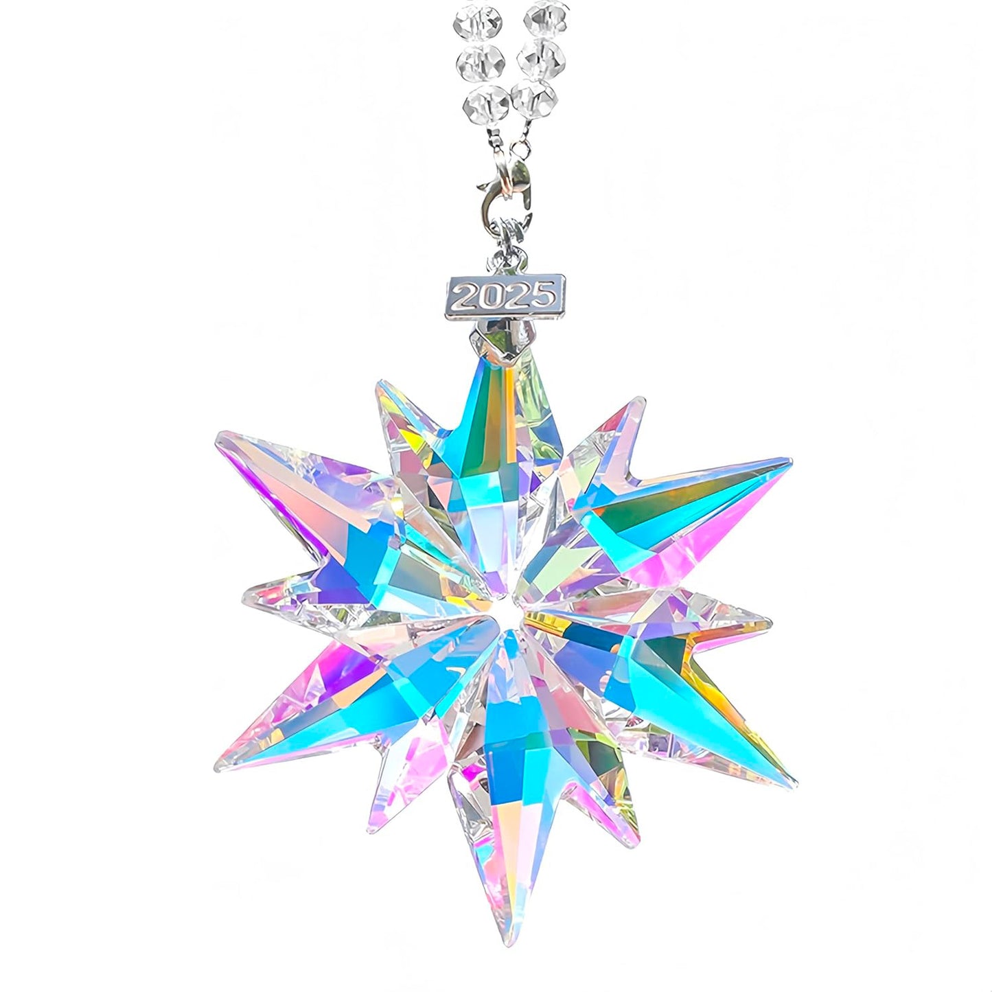 2025 Annual Christmas Ornaments Crystal Snowflake Star, Sparkly Crystal Ornaments for Christmas Tree, Beautiful Christmas Ornaments for Women Girls