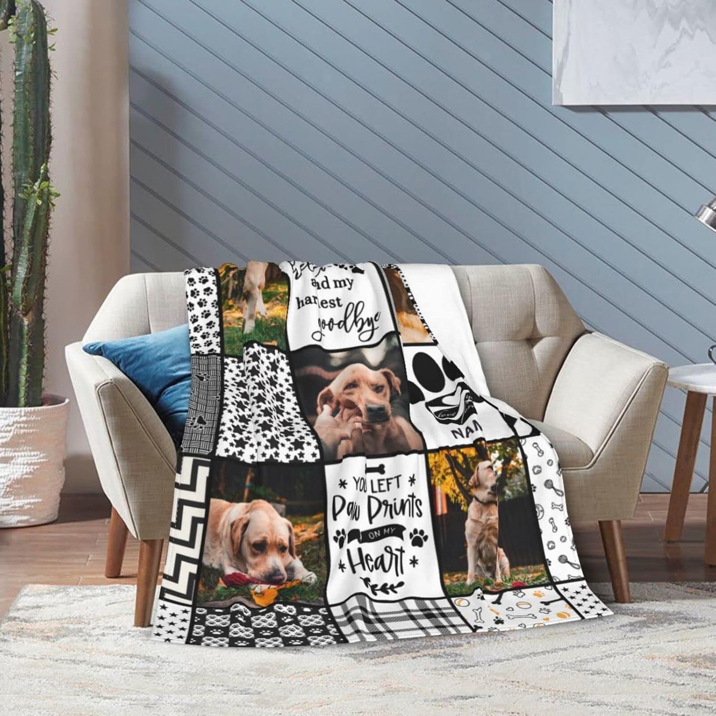 Custom Dog Photo Memorial Blanket Personalized Pet Memorial Gifts for Dogs Loss of Pet Sympathy Gift Dog Bereavement Gifts