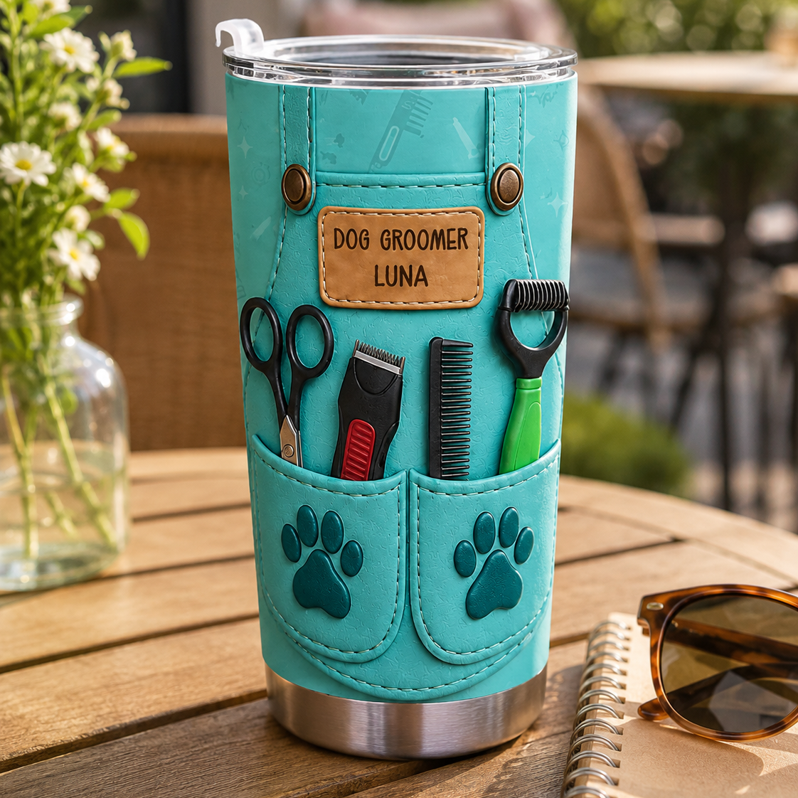 Personalized Dog Groomer Tumbler 3D Effect – Custom Name Gift for Pet Groomers & Dog Lovers
