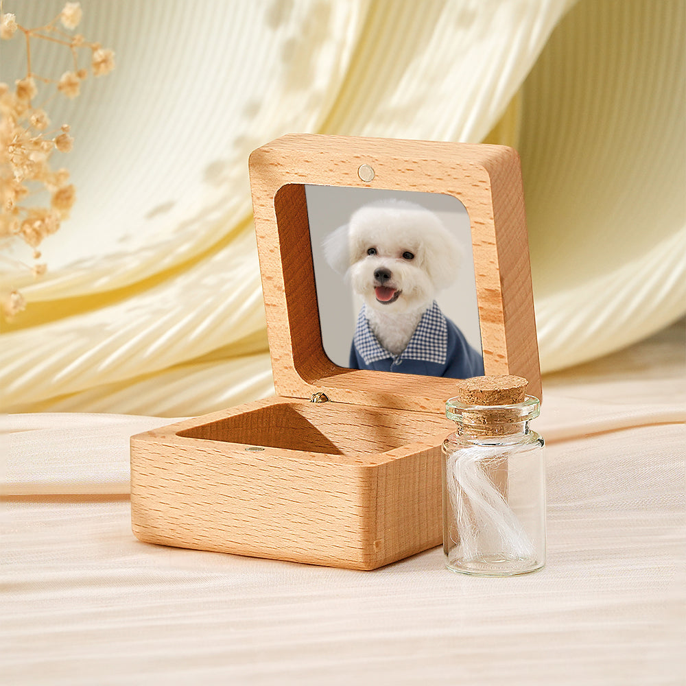 Personalized Wooden Pet Ashes Box Dog Cat Fur Keepsake Box Pet Memorial Gift for Pet Owner