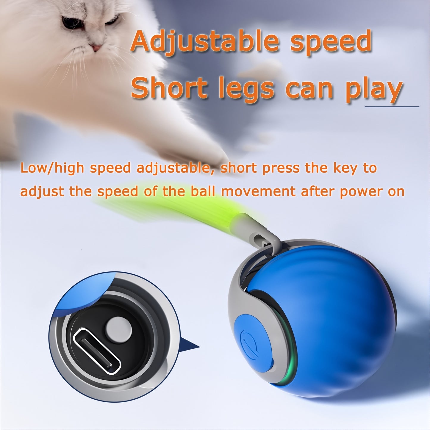 2Packs Speedy 2.0 Tail Cat Toys for Bored Indoor Adult Cats, 2025 New Generation Interactive Cat Toys for Indoor Cats, Blue and Orange