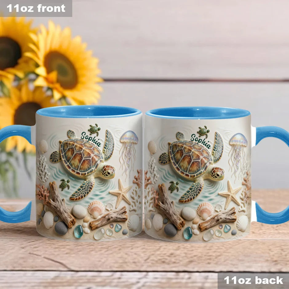 Love Turtles - Personalized Turtle Accent Mug & Coaster