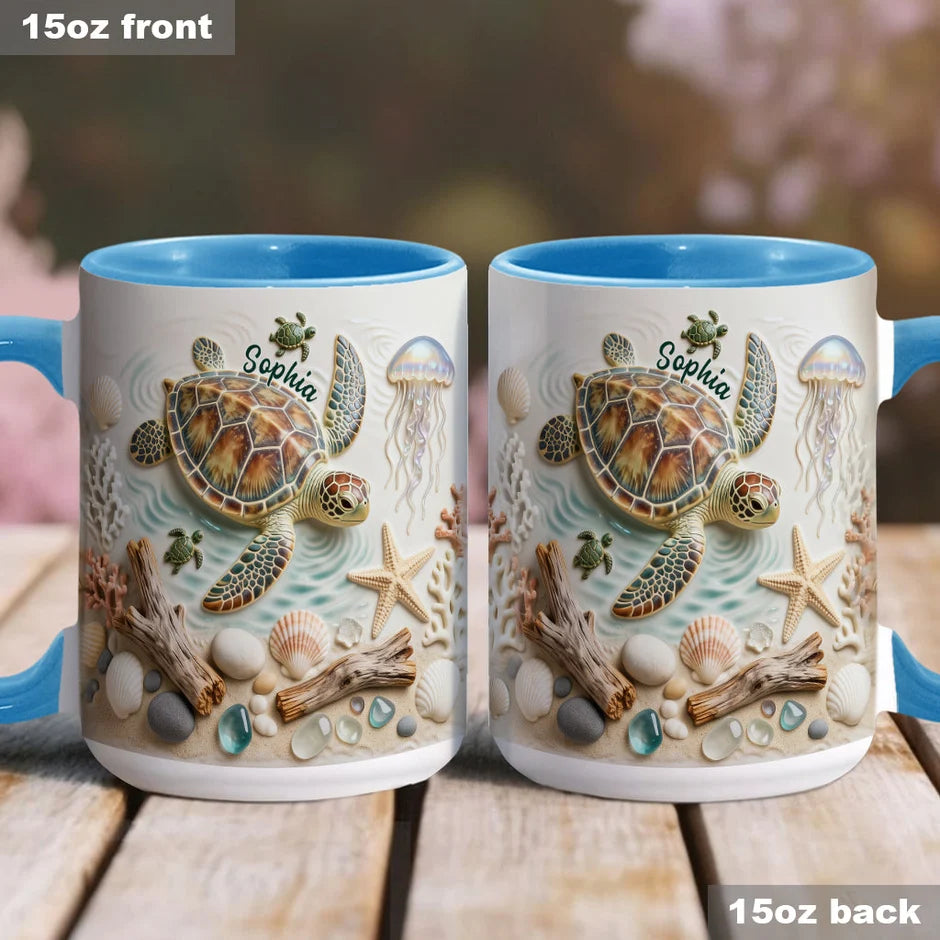 Love Turtles - Personalized Turtle Accent Mug & Coaster