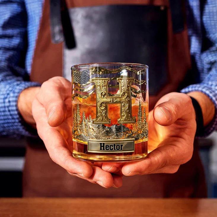Alphabet Initial For Whiskey, Bourbon... Lovers - Personalized Whisky Whiskey Glass