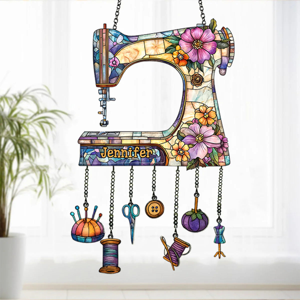 Beautiful Sewing Machine - Personalized Sewing Window Hanging Suncatcher