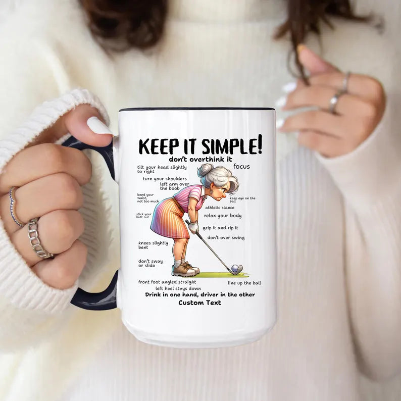 Funny Golf Mug for Women, Lady Golfer Ceramic Coffee Cup, Golf Mom Gift for Mom Grandma, Birthday Mother’s Day Christmas Gift