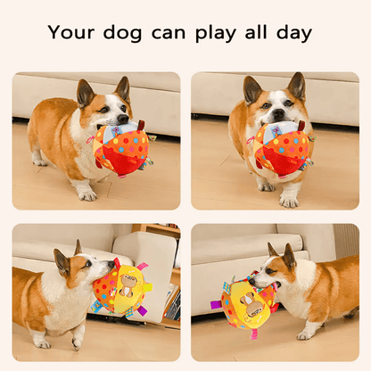 Pelota interactiva para masticar para perros duradera con cascabeles