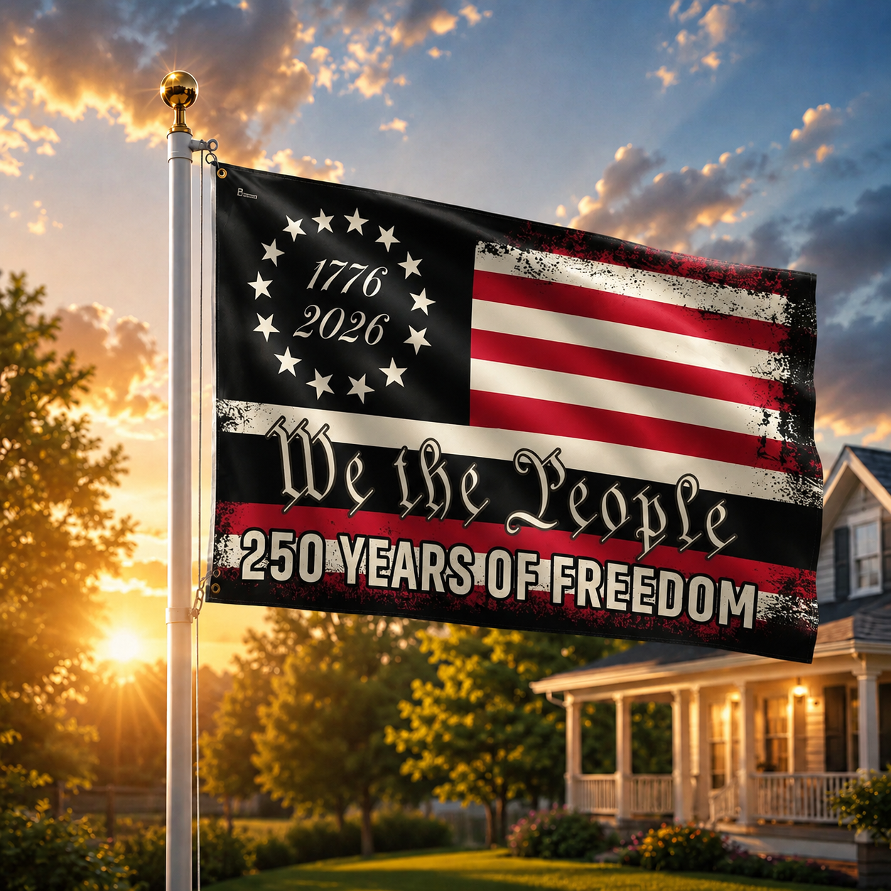 America 250th Anniversary We The People Flag – 1776–2026 Patriotic Decor
