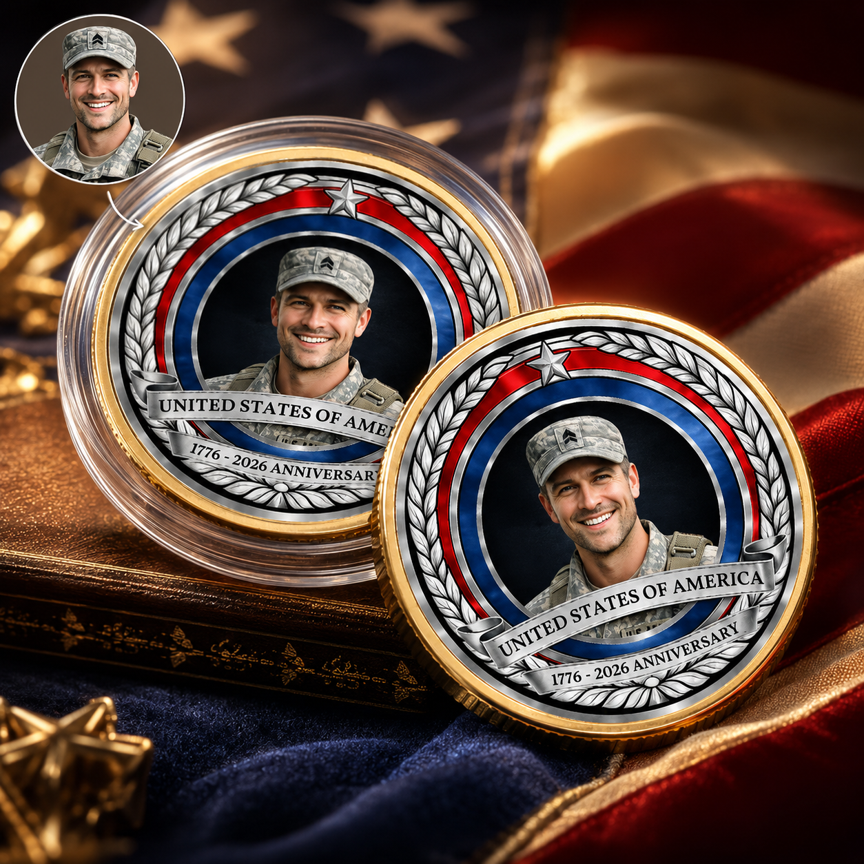 USA 250th Anniversary Commemorative Coin – Personalized 1776–2026 Patriotic Keepsake Gift