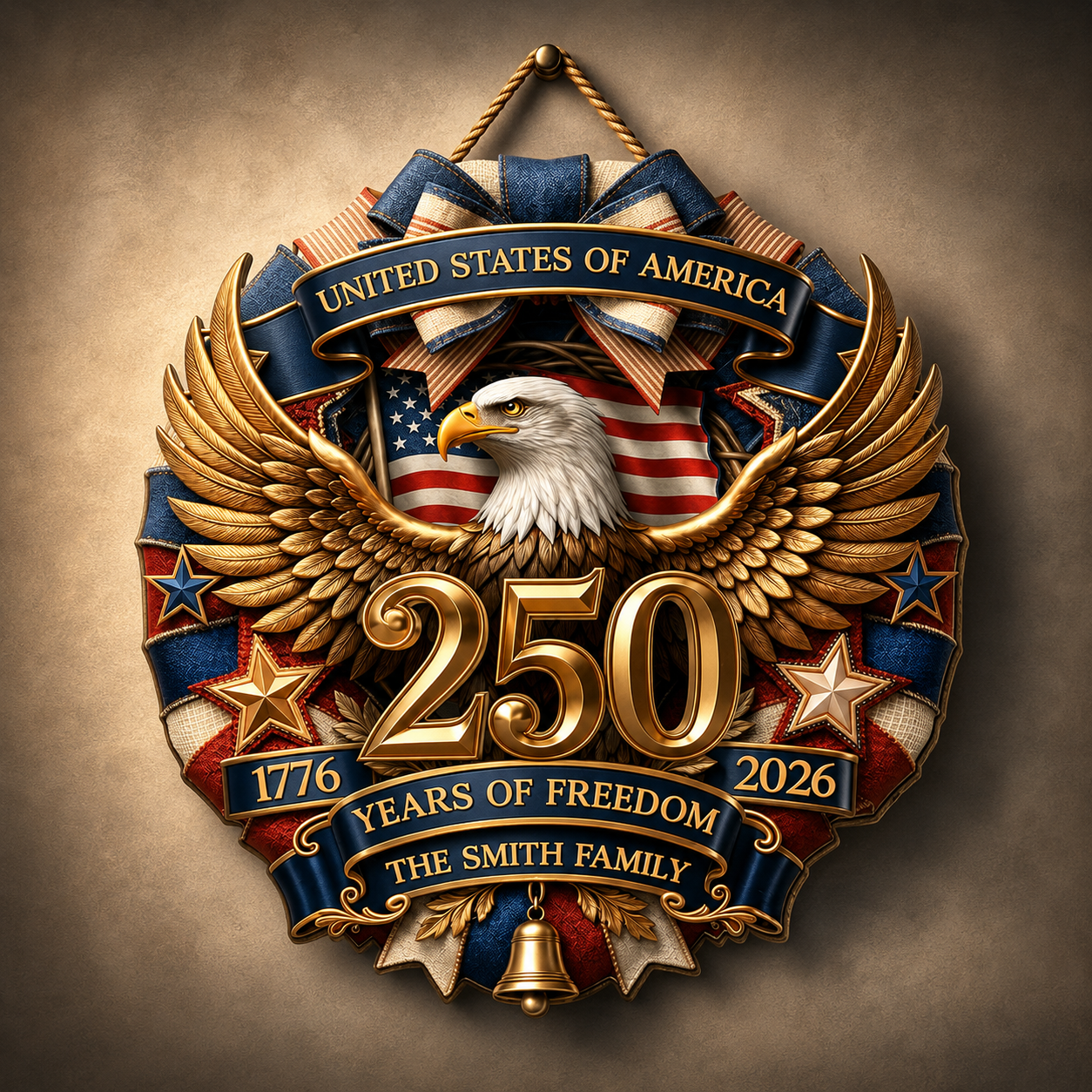 America 250 Years of Freedom Personalized Wood Sign – 4th of July Gift