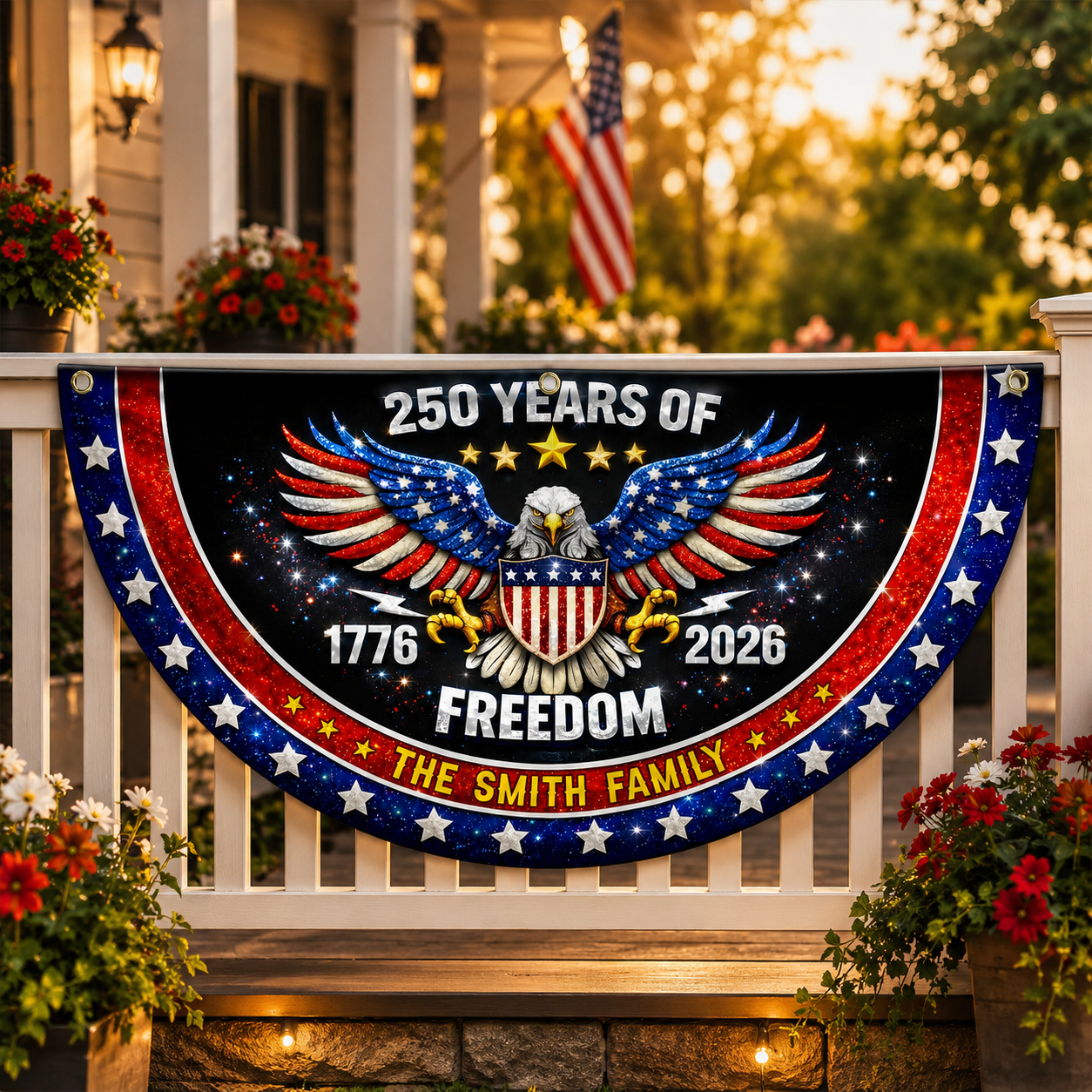 Personalized America 250 Freedom Eagle Fan Flag