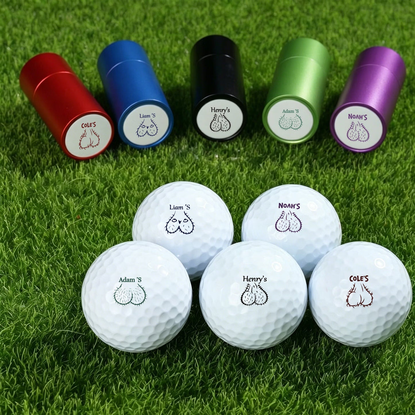 Personalized Name Funny Male Body Part Design Golf Ball Stamp with Box, Club Souvenir, Golf Accessories, Birthday/Sports Gift for Golf Lovers/Players