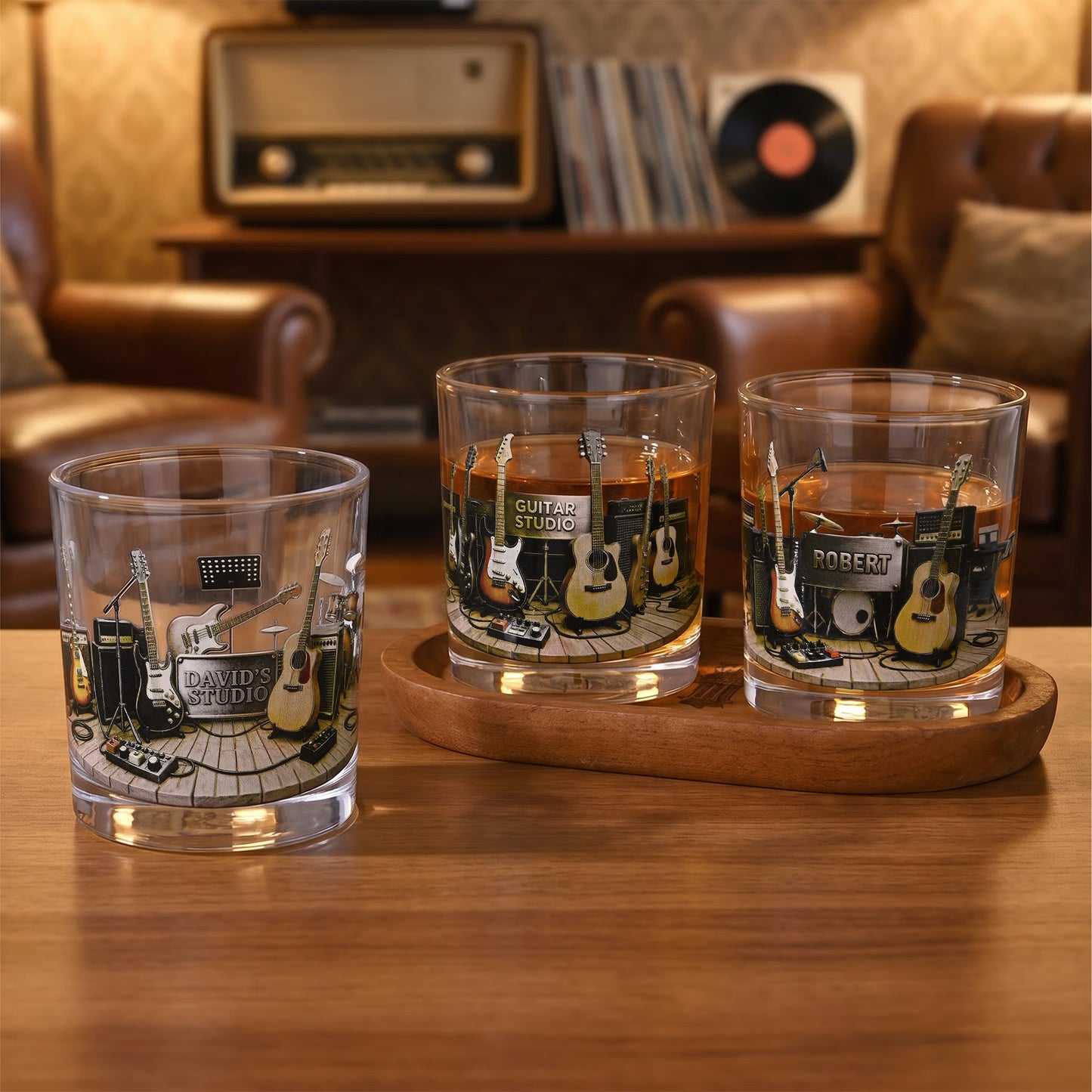 Personalized Guitar Studio Themed 10oz Whiskey Glass with Name, Birthday/Anniversary Gift for Guitarists/Music Lovers