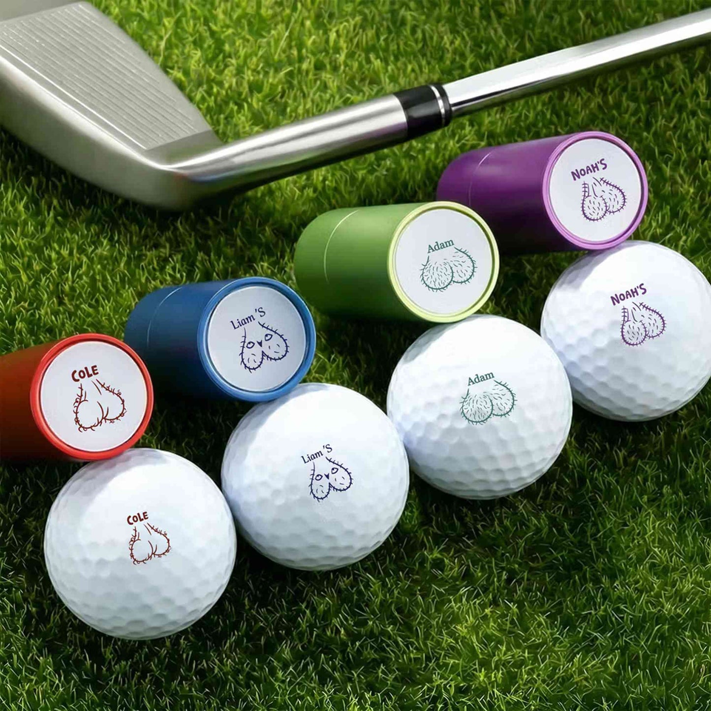 Personalized Name Funny Male Body Part Design Golf Ball Stamp with Box, Club Souvenir, Golf Accessories, Birthday/Sports Gift for Golf Lovers/Players