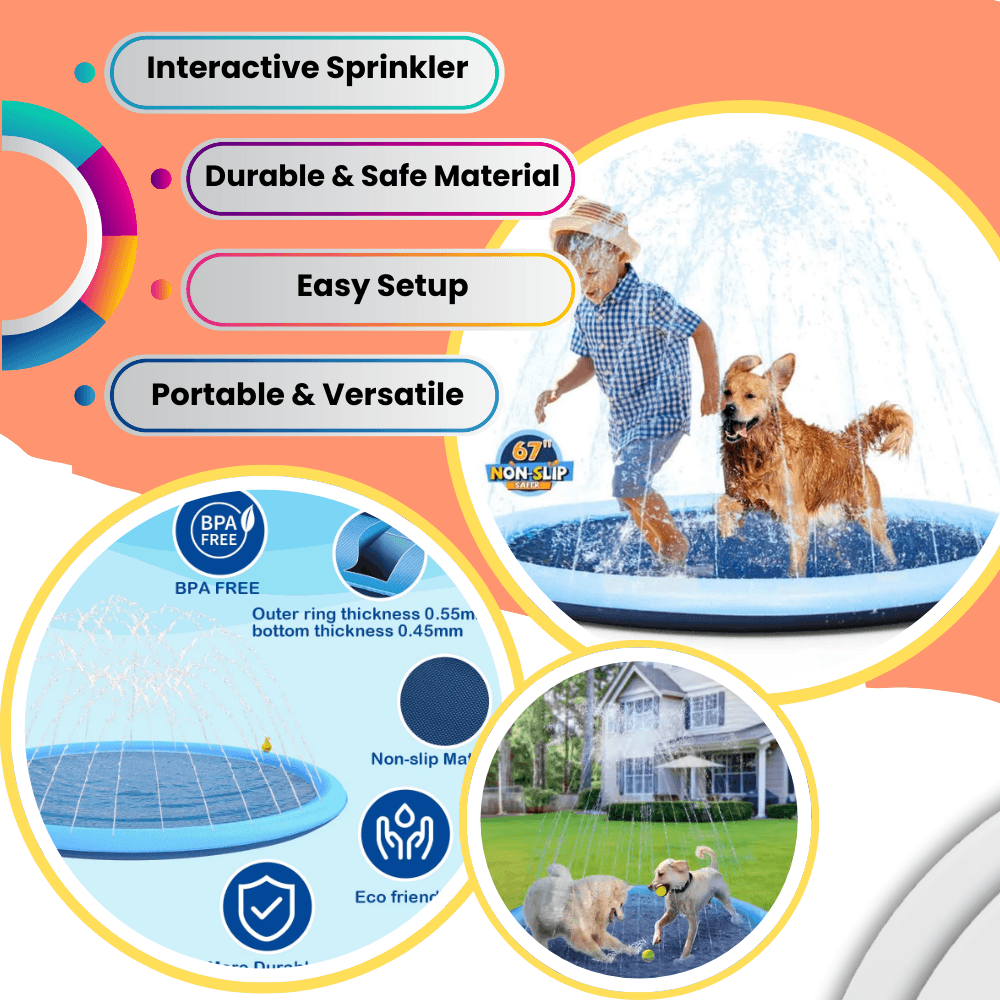 Tapete rociador divertido Cool Splash para niños y mascotas