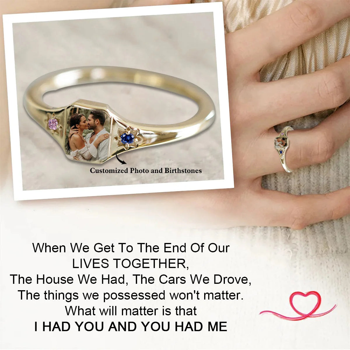 SAURON Personalized Upload Photo & Birthstone Ring