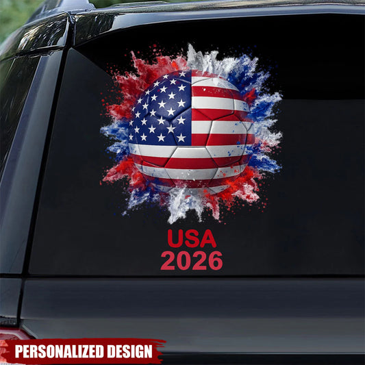 Personalized Country Flag Soccer Car Decal 3D Effect, Custom World Cup Car Sticker, Waterproof Vinyl Decal for Cars, Trucks, Windows & Laptop