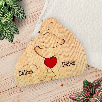 Personalisiertes Holzbärenfamilien-Puzzle, individuelles Namensgeschenk für die Familie