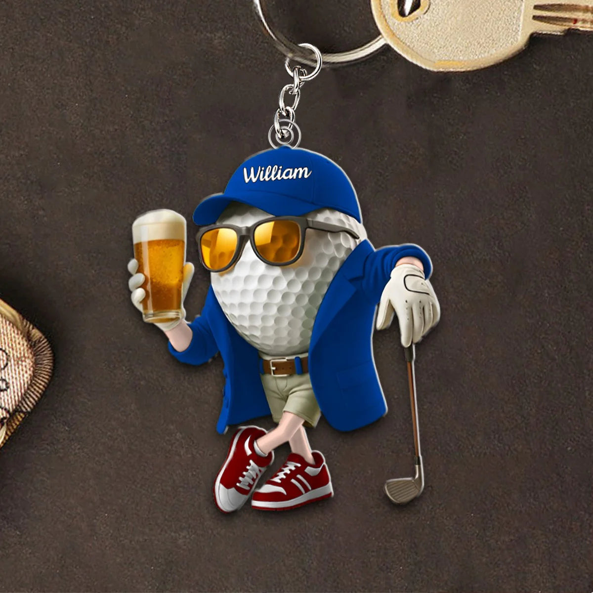 Personalized Beer Golf Keychain For Golf Lovers