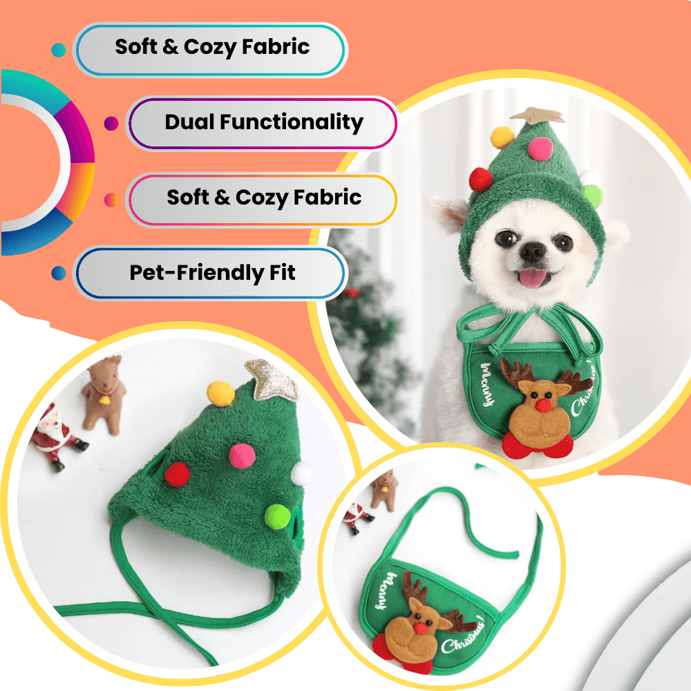 Acogedor gorro de asta para mascota para Navidad