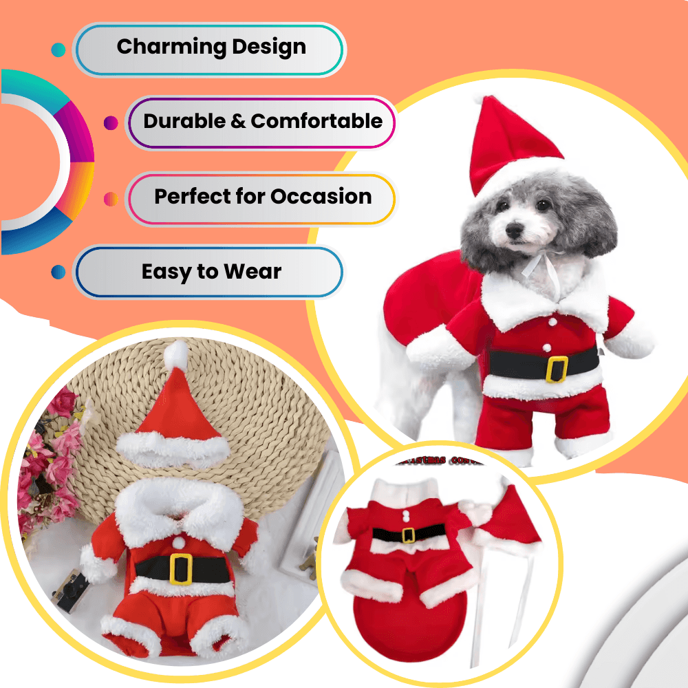 Disfraz festivo de Papá Noel para perro